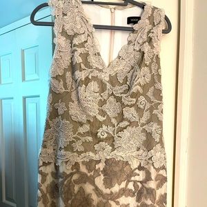 Tadashi Shoji Sleeveless Embroidered Vneck Dress